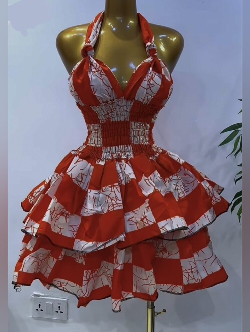 African Ankara Halter Dress